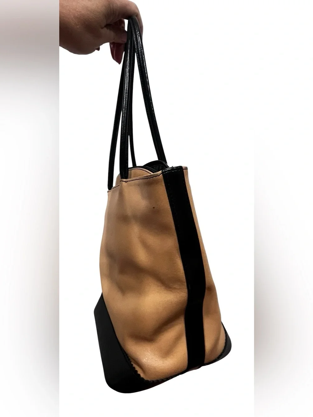 Tiffany & Fred Paris Tan & Black medium Tote Bag Made in France
